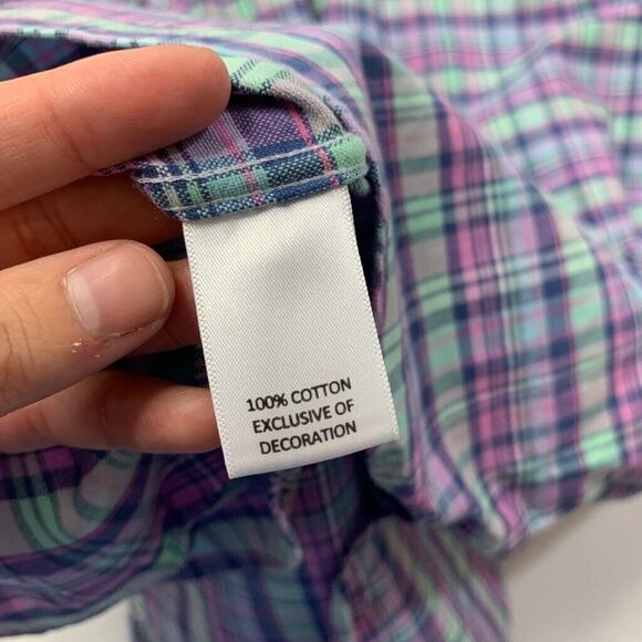 Cremieux Shirt Mens XXL 2XL Pink Blue Mint Cotton Check Button Down Short Sleeve - Picture 8 of 11